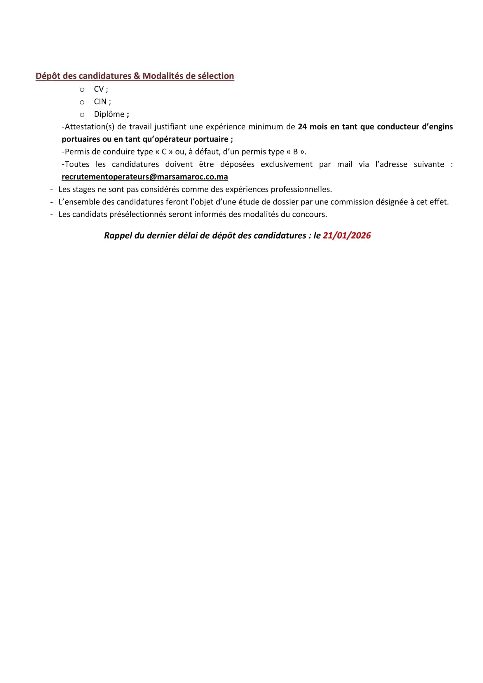 Détails Concours Opérateurs