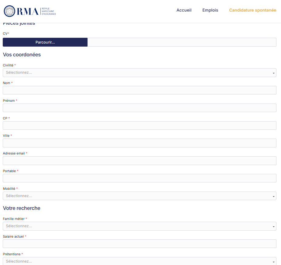 Candidature Spontanée RMA