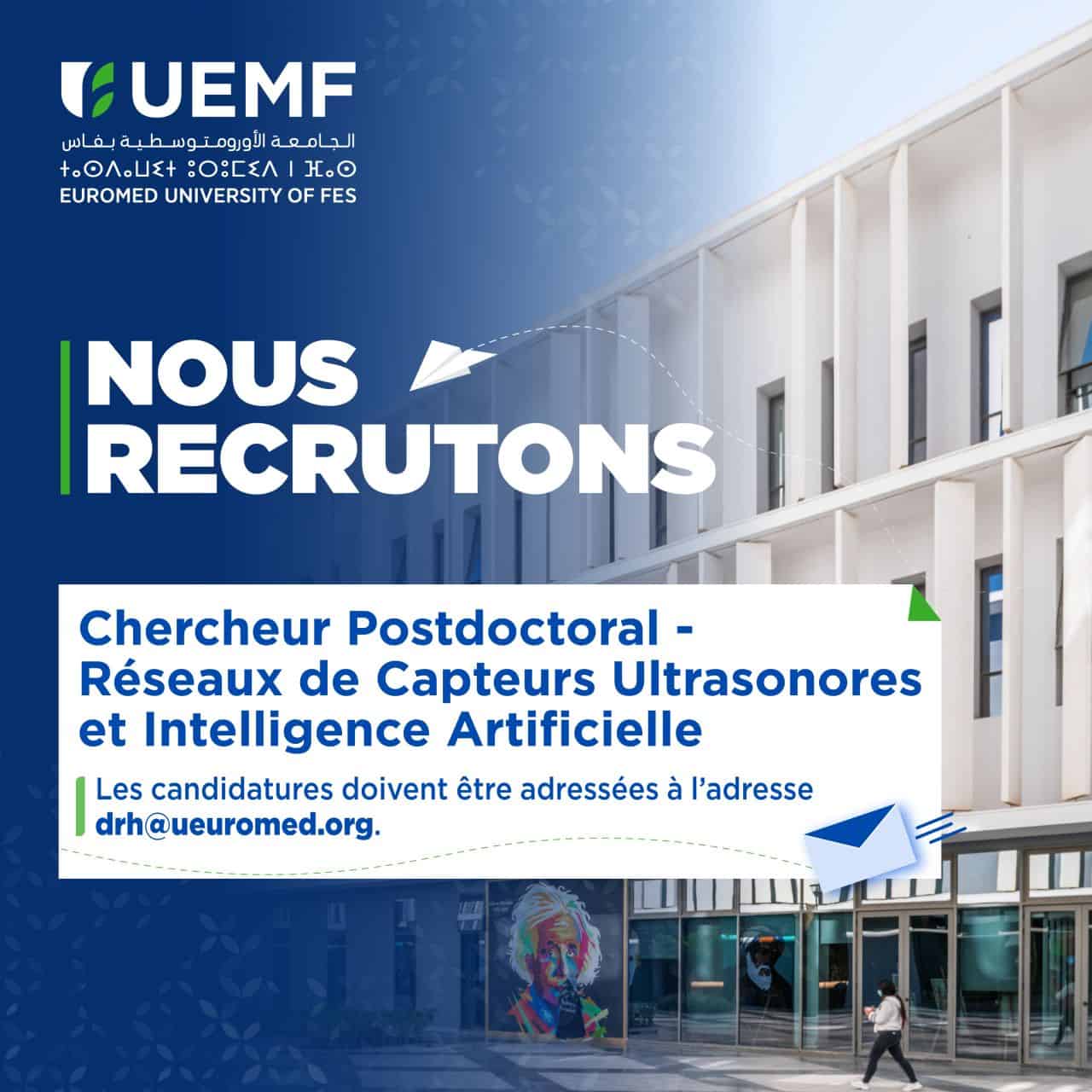 UEMF recrute un Chercheur Postdoctoral - Réseaux de Capteurs Ultrasonores et Intelligence Artificielle