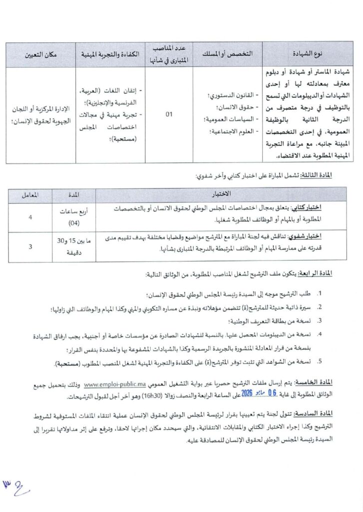 تفاصيل المنصب