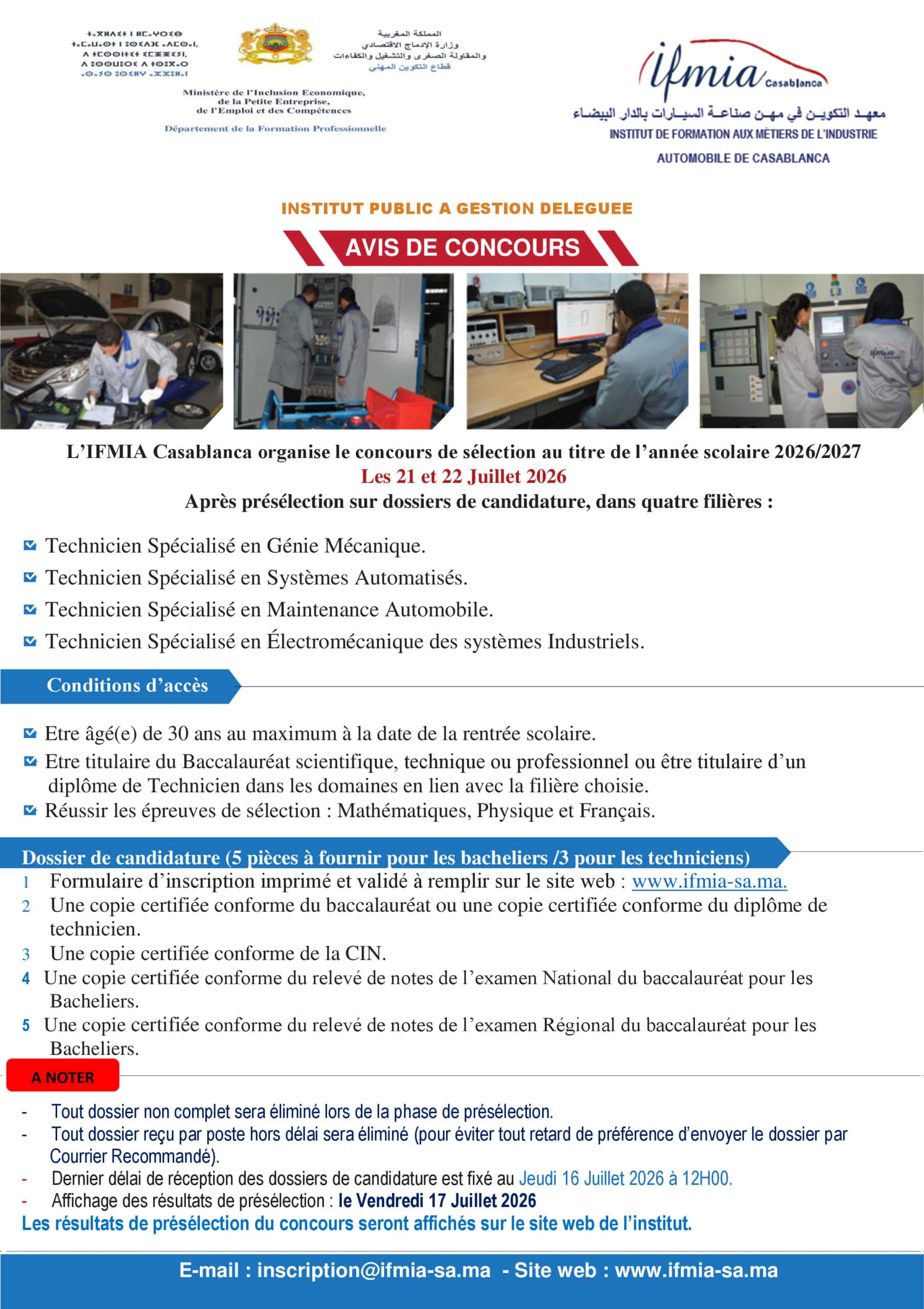 Concours IFMIA 2026/2027