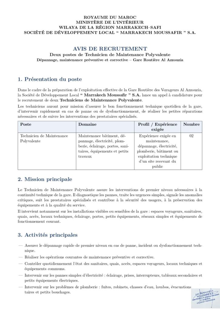 Détails du poste