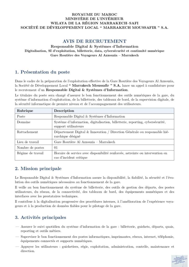 Détails du poste