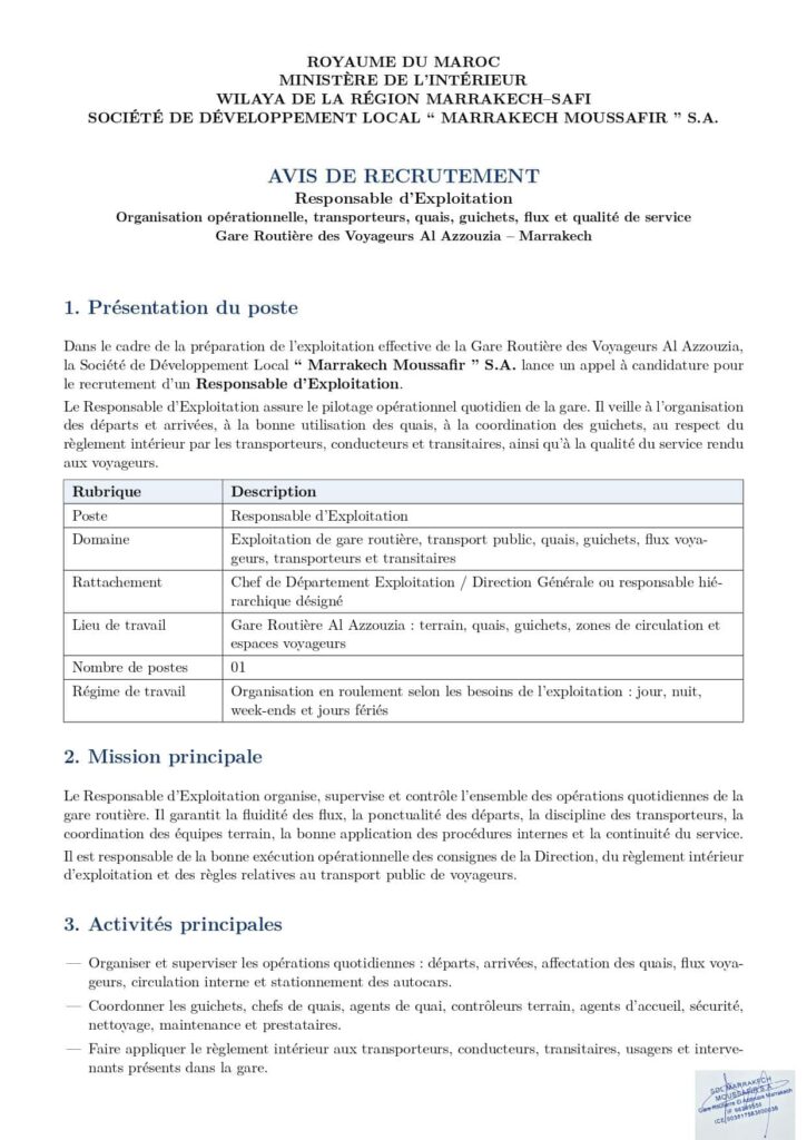 Détails du poste